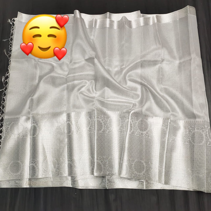 Silver Shine Pure Banarasi Tissue Saree