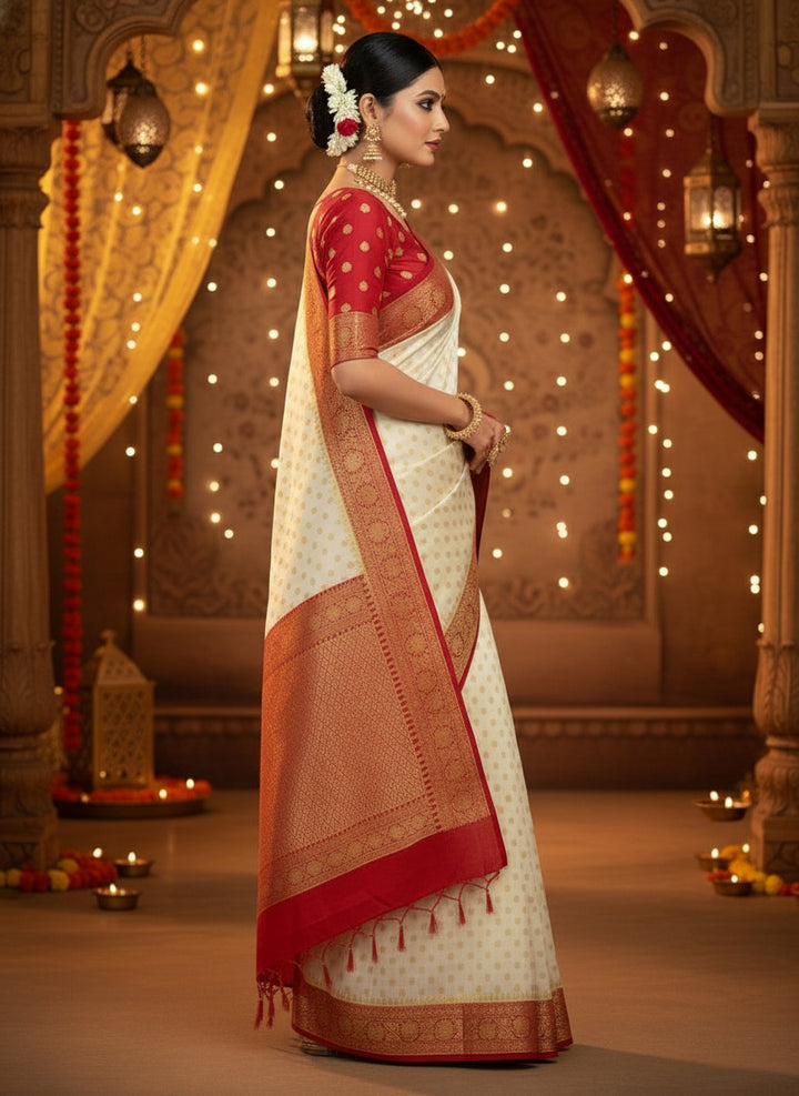 Sambhavna Banarasi Semi Georgette Saree (Star Buti)