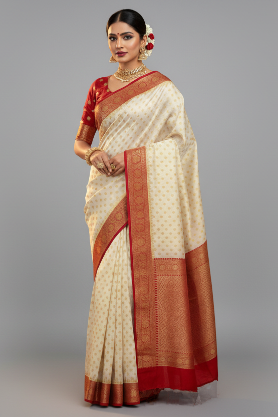 Sambhavna Banarasi Semi Georgette Saree (Star Buti)