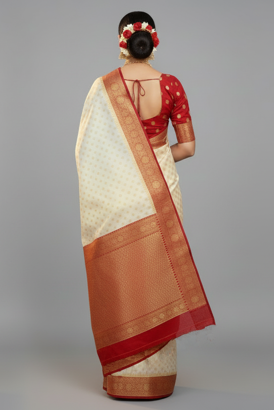 Sambhavna Banarasi Semi Georgette Saree (Star Buti)