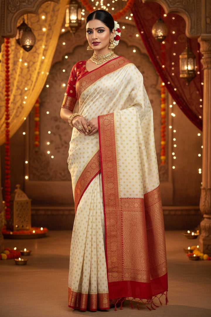 Sambhavna Banarasi Semi Georgette Saree (Star Buti)