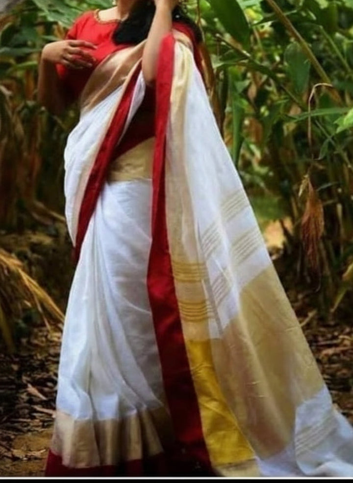 Cloudy Lily Pure Handwoven Linen Saree