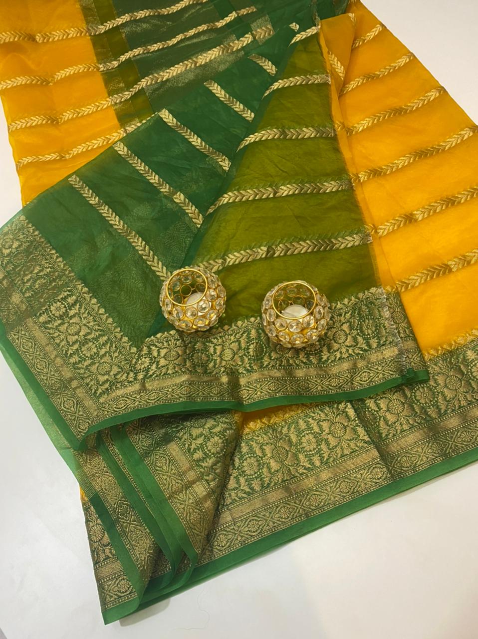 Sunflower Meadow Banarasi Organza  Saree