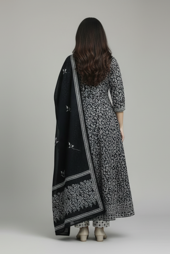 Black Anarkali  Kurti Set