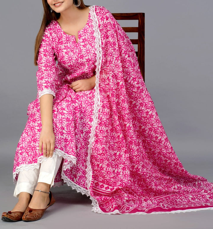 Pink Anarkali Kurti Set