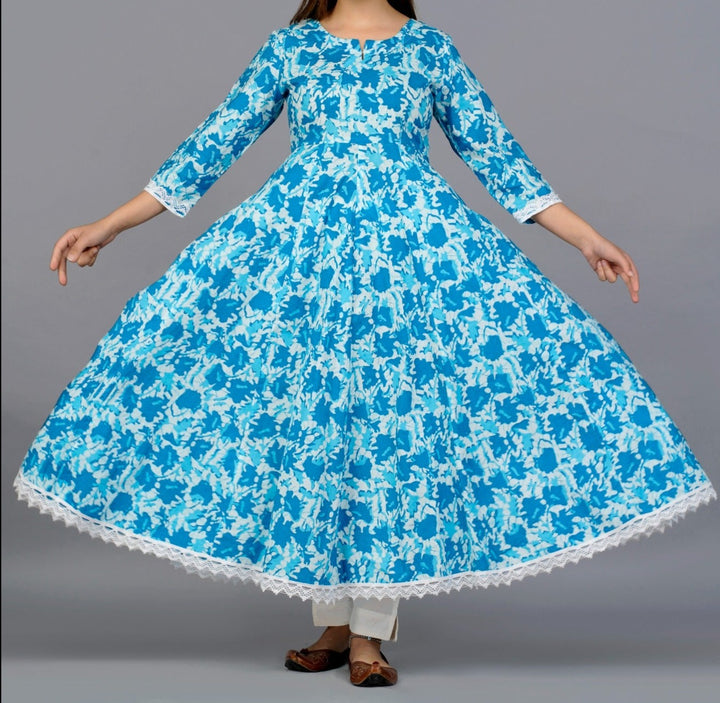 Sky Blue Anarkali Kurti Set