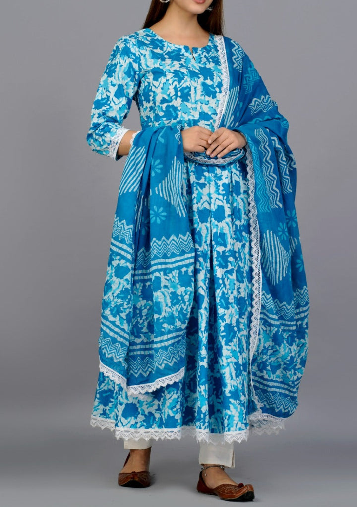 Sky Blue Anarkali Kurti Set