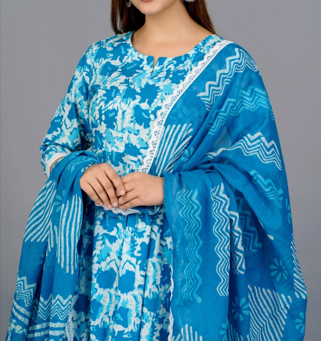 Sky Blue Anarkali Kurti Set