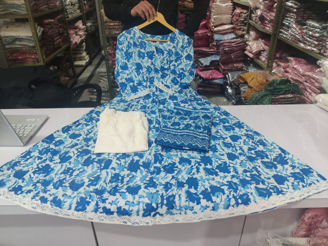 Sky Blue Anarkali Kurti Set