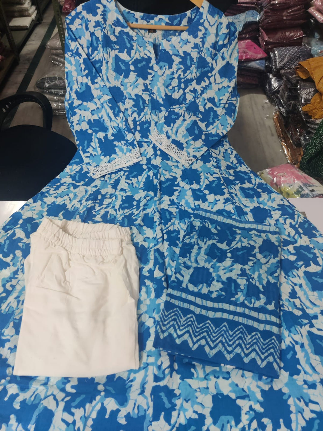 Sky Blue Anarkali Kurti Set