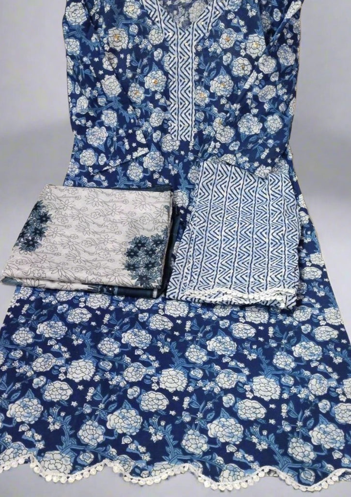 Blue Floral Suit Set