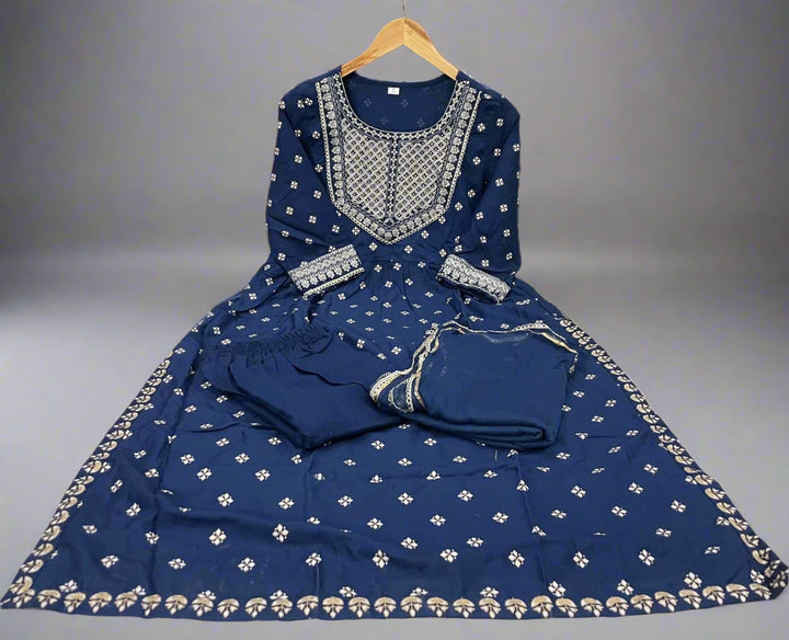 Blue Dynamic Naira Cut Kurti Set