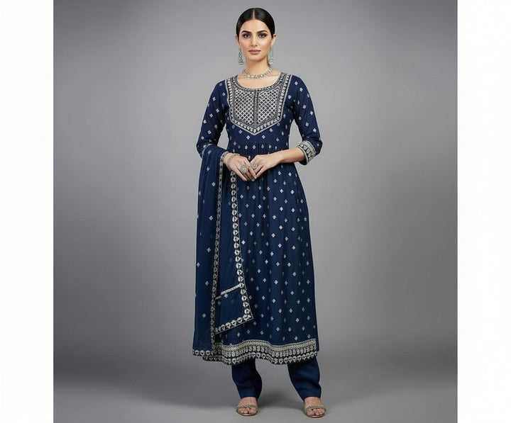 Blue Dynamic Naira Cut Kurti Set