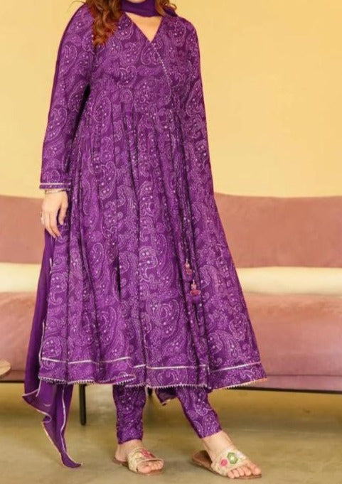 Designer Violet Jaipuri Anarkali Kurti Set