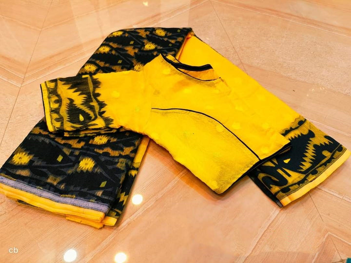 Black & Yellow Dhakai Jamdani Saree