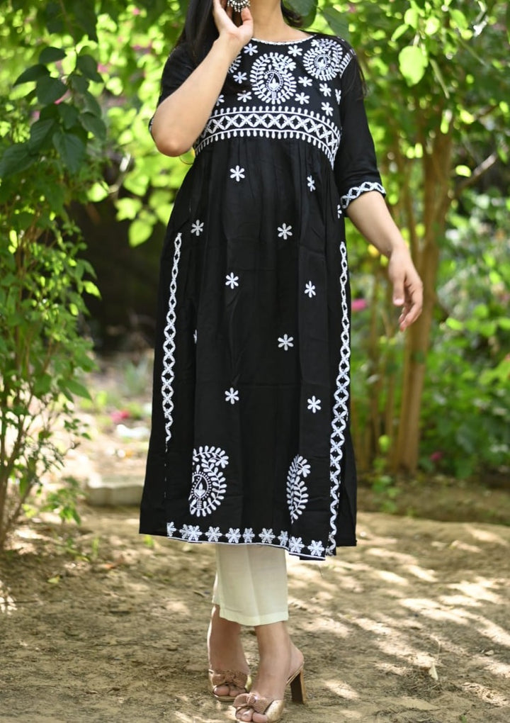 Black Naira Cut Kurti Set