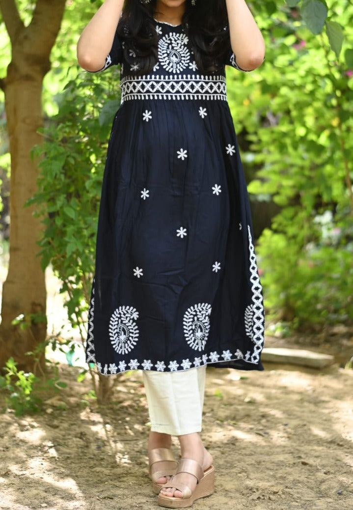 Black Naira Cut Kurti Set