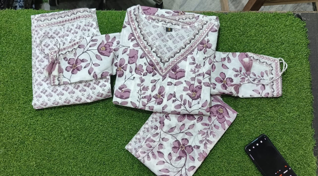 Floral Destination Afghani Kurti Set