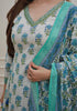 Designer White Spring Jaipuri Afghani Kurti Set
