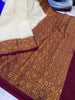 Plain Banarasi Saree With Floral Zari Border