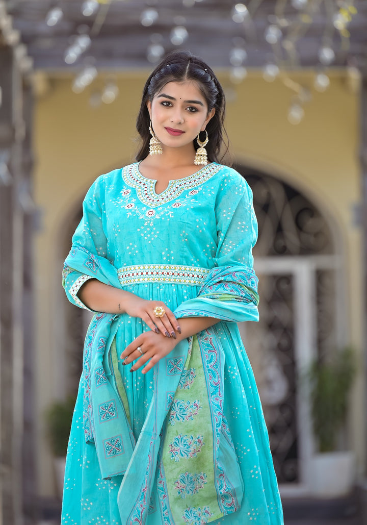 Cool And Calm Sky Blue Jaipur Kurti Set