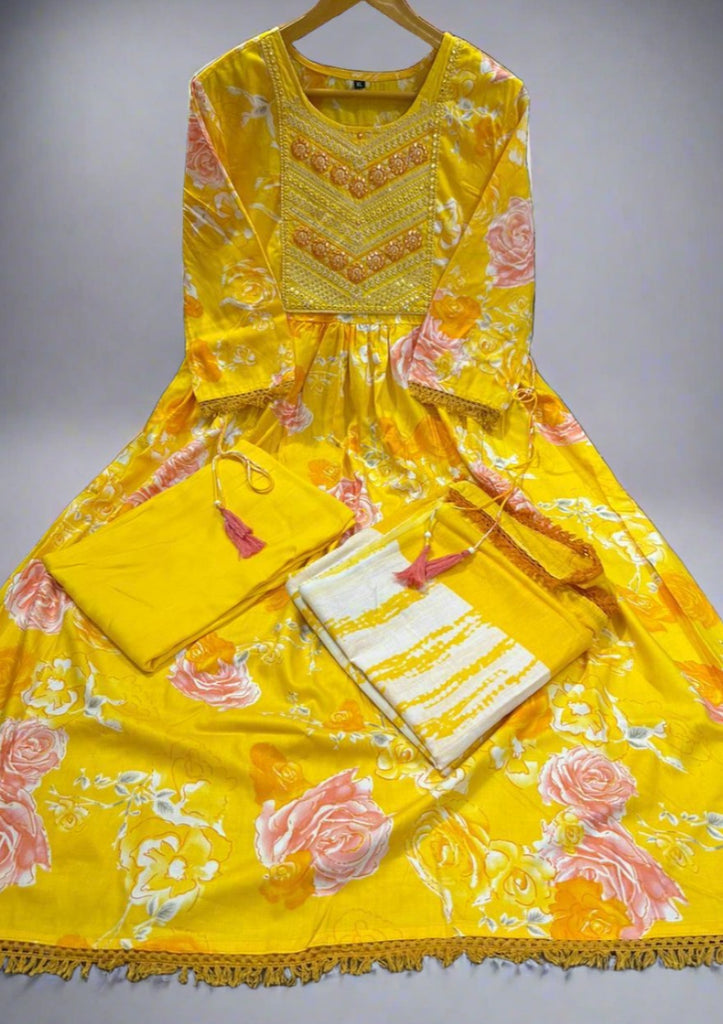 Warmth of Yellow Naira Cut Kurti Set