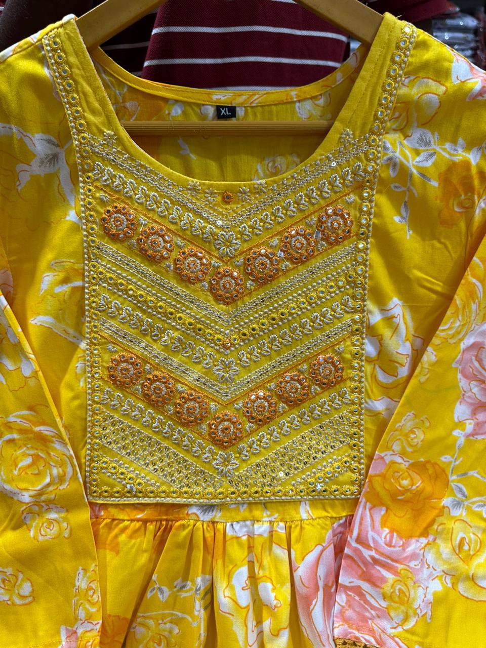 Warmth of Yellow Naira Cut Kurti Set