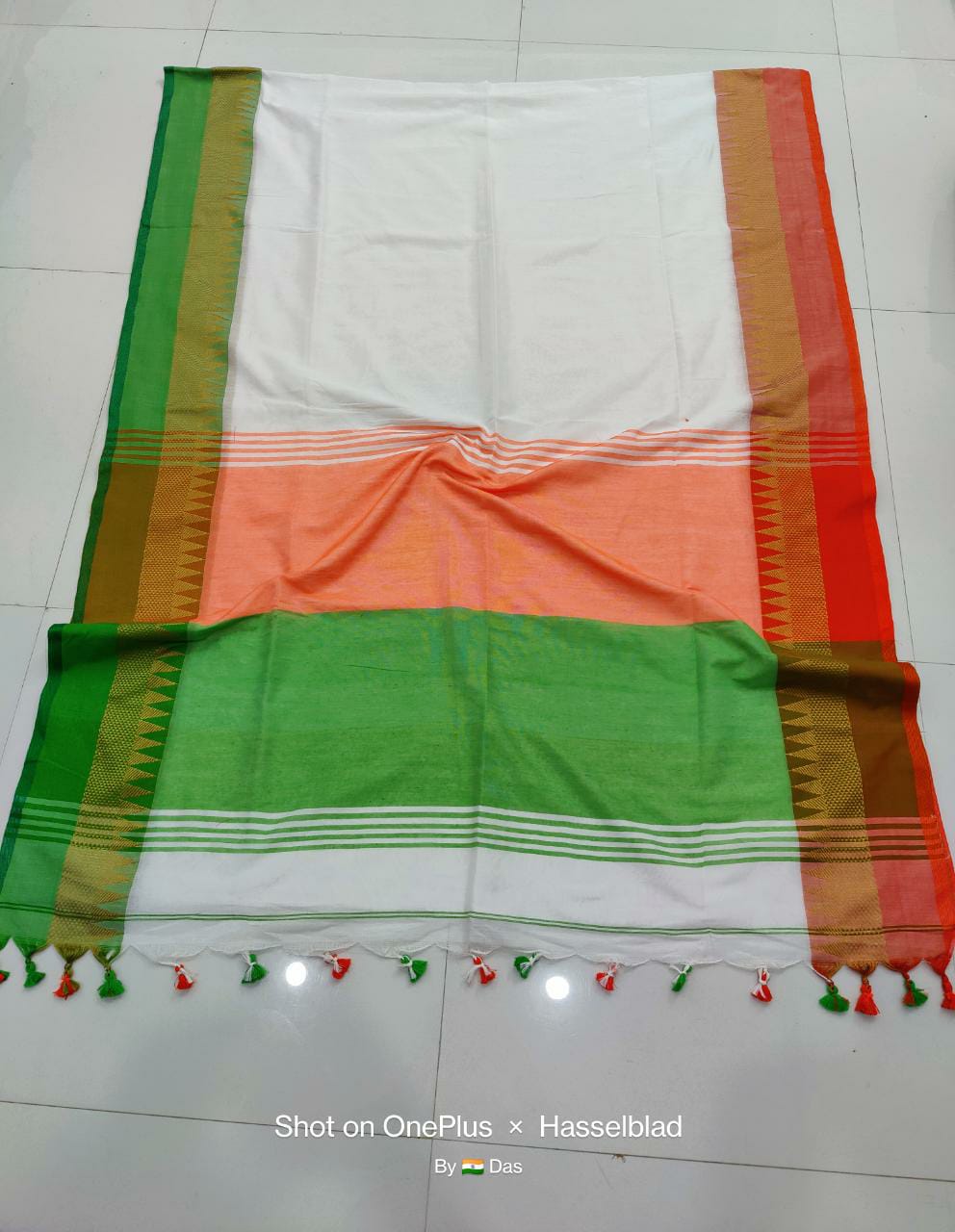Buy Bong ButiQ Saree For Women Woven Narayanpet Cotton Blend Saree (White,  Orange, Green) Online at Best Prices in India - JioMart.