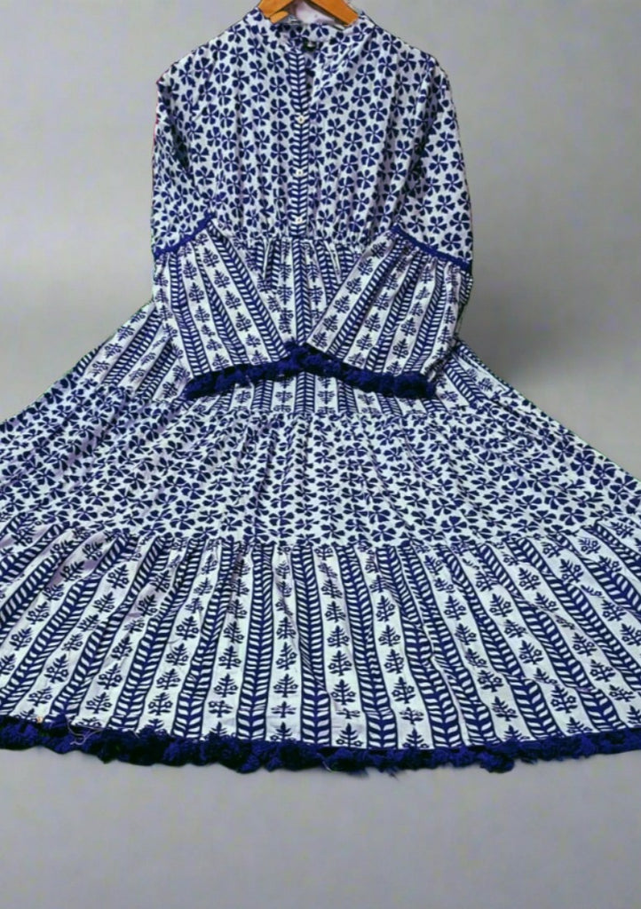 Impressive Princess Cotton Indigo Dress