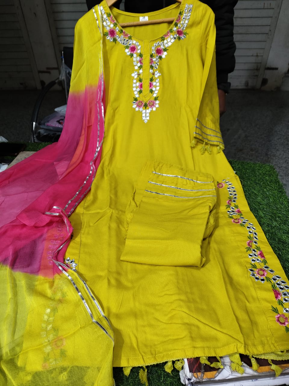 Sunny Yellow With Lovable Pink Jaipur Kurti Set