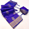 Marvelous Blue Double Toned Banarasi Silk Saree
