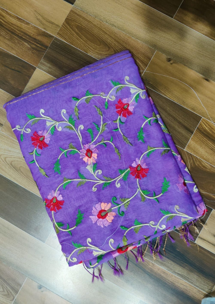 Lavish Lavender Pure Handwoven Silk Linen Saree