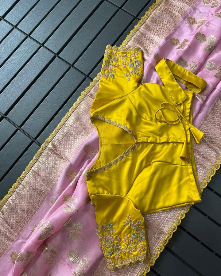 Misti Lovable Pink Rich Muga Silk Banarasi Saree