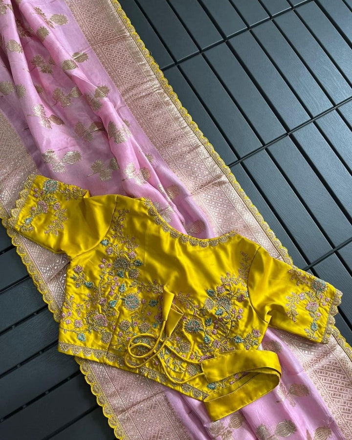 Misti Lovable Pink Rich Muga Silk Banarasi Saree