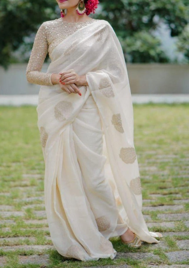 Goodness of White Linen Saree