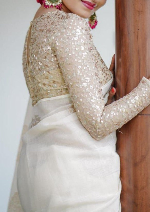 Goodness of White Linen Saree