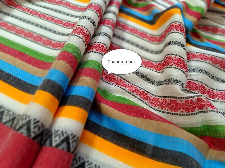 Vibrant Rainbow Khadi Cotton Saree