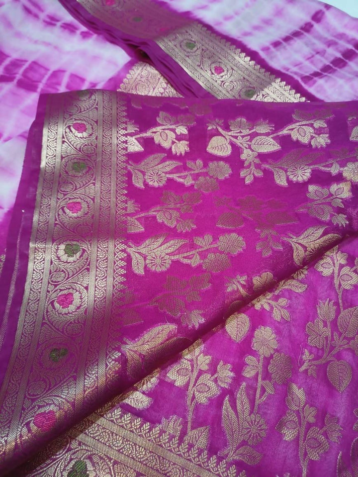 Shibori Beauties Semi Georgette Banarasi  Saree