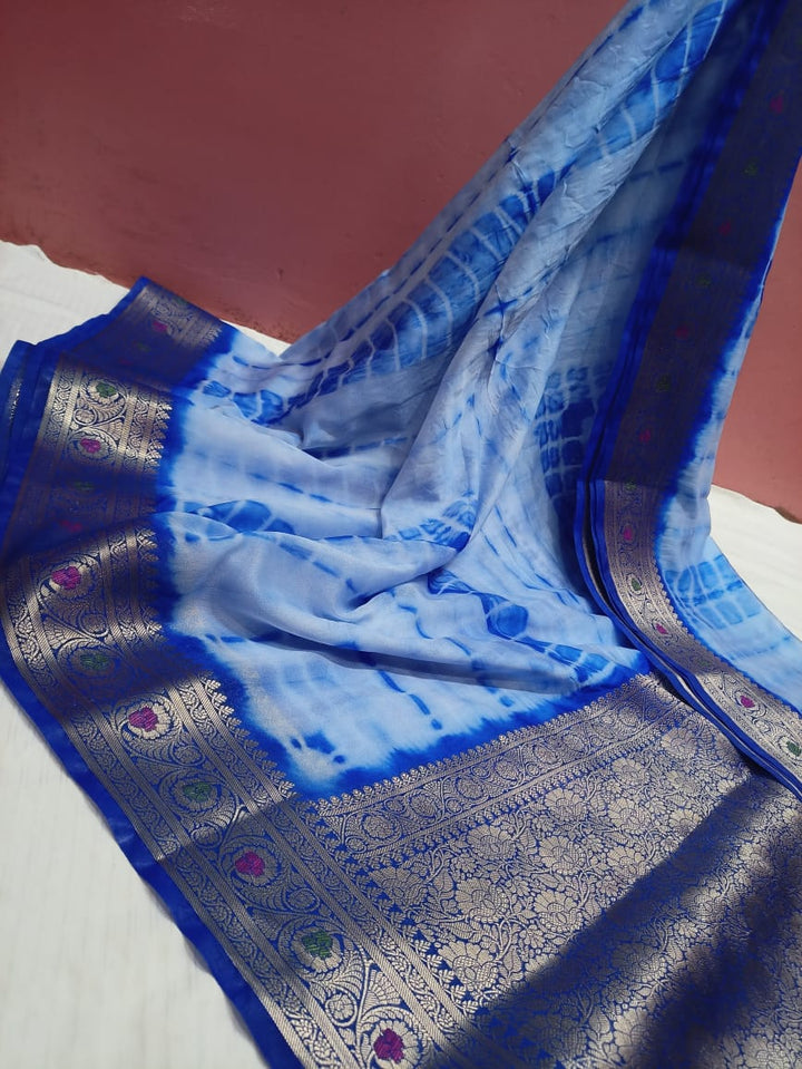 Shibori Beauties Semi Georgette Banarasi  Saree