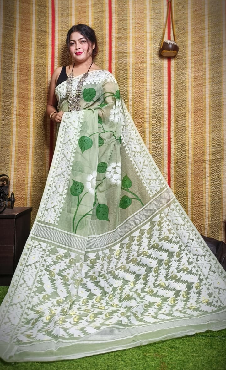 Floral Canvas Jamdani Saree