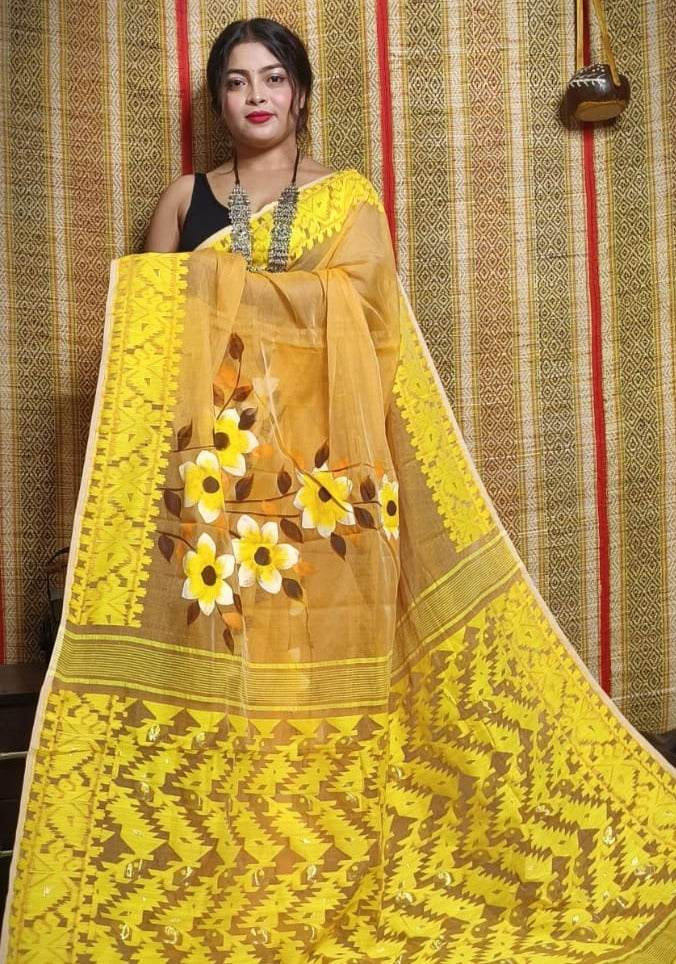 Floral Canvas Jamdani Saree