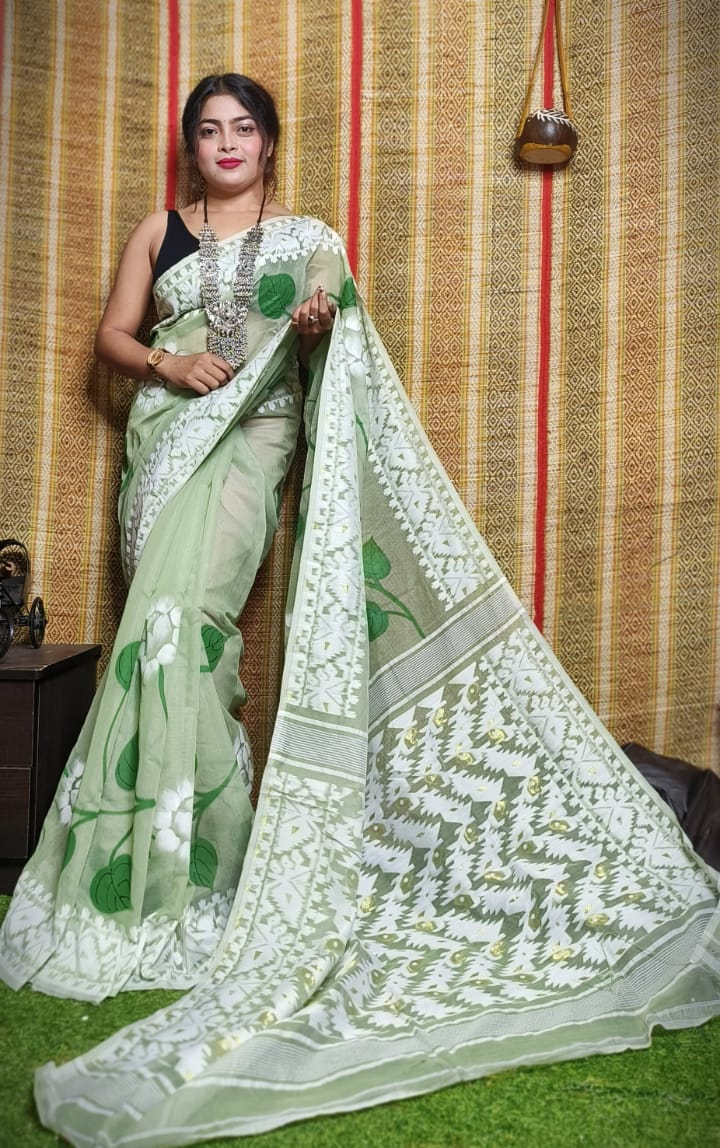 Floral Canvas Jamdani Saree