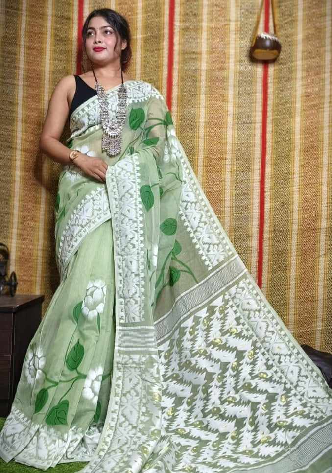 Floral Canvas Jamdani Saree