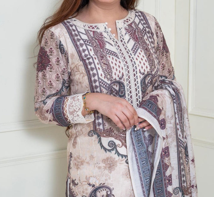 Classic Ivory Pakistani Style Kurti Set