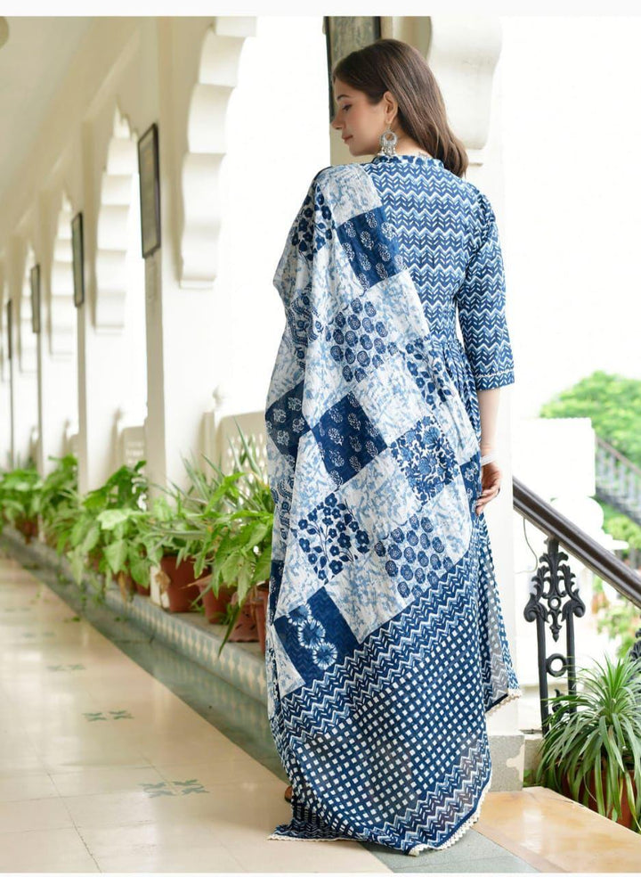 Charismatic Indigo Jaipur Cotton Kurti Set