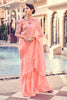 Peach Pink Designer Organza Saree