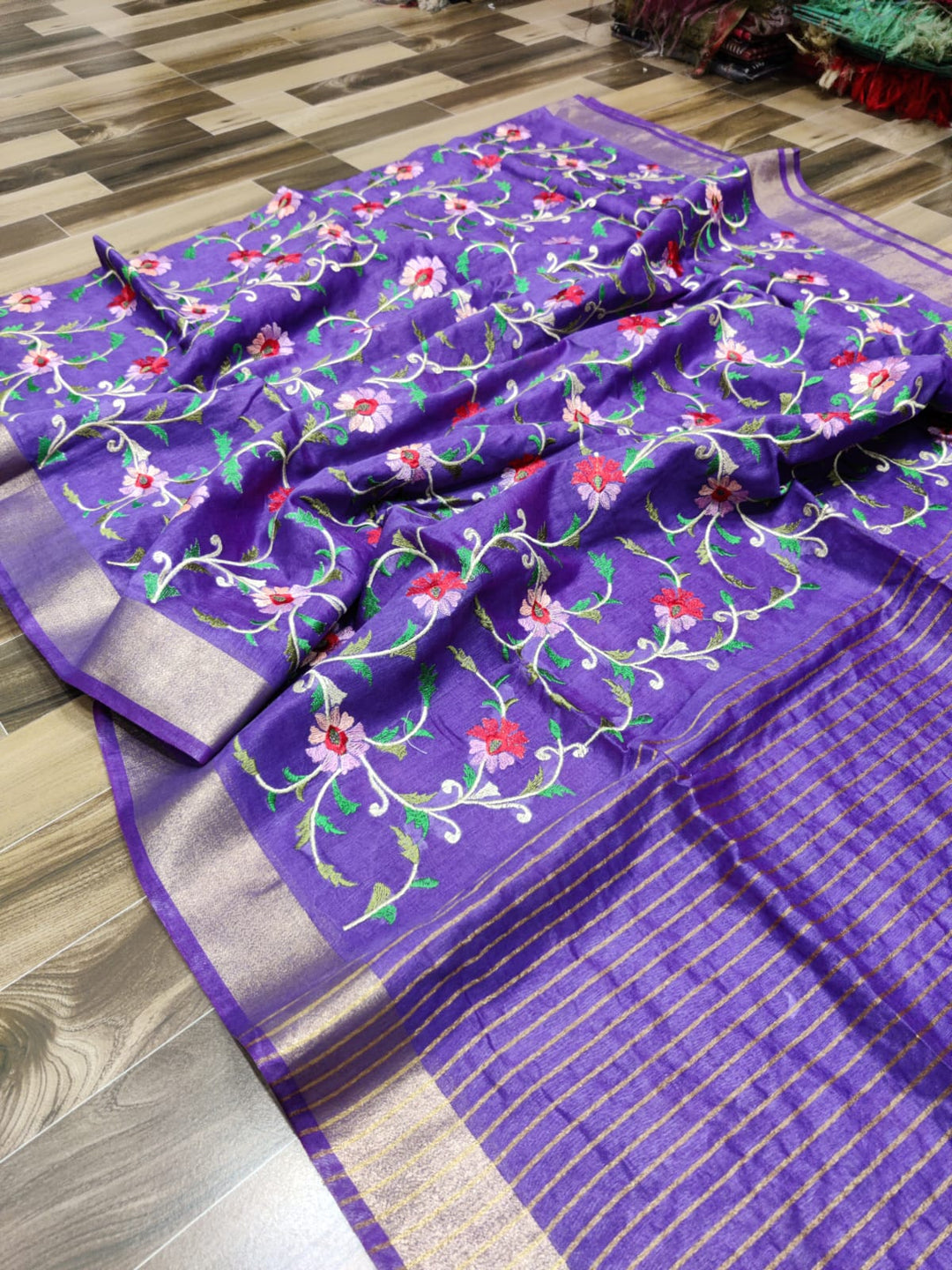 Lavish Lavender Pure Handwoven Silk Linen Saree