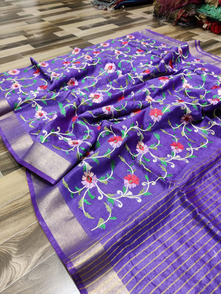 Lavish Lavender Pure Handwoven Silk Linen Saree