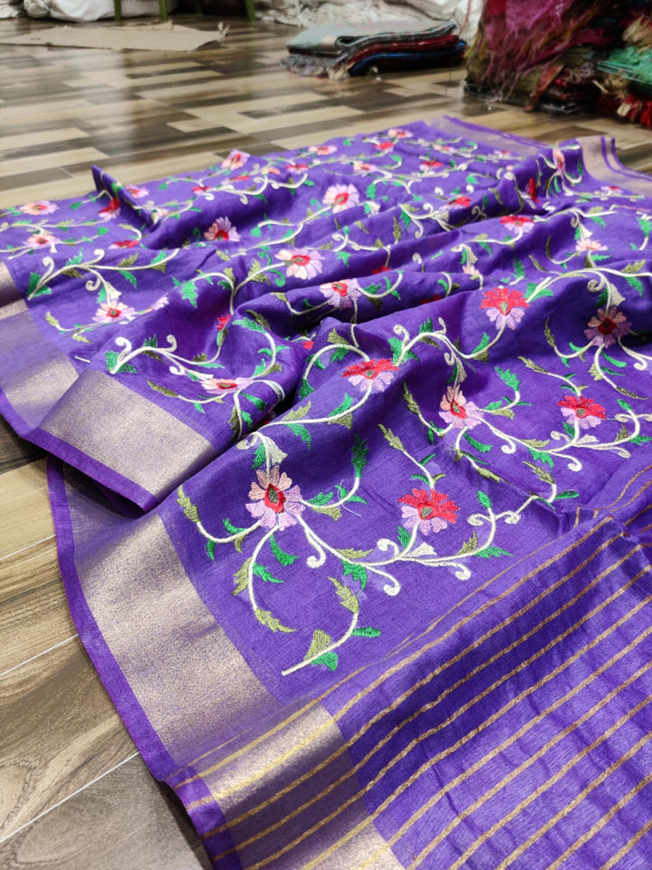 Lavish Lavender Pure Handwoven Silk Linen Saree