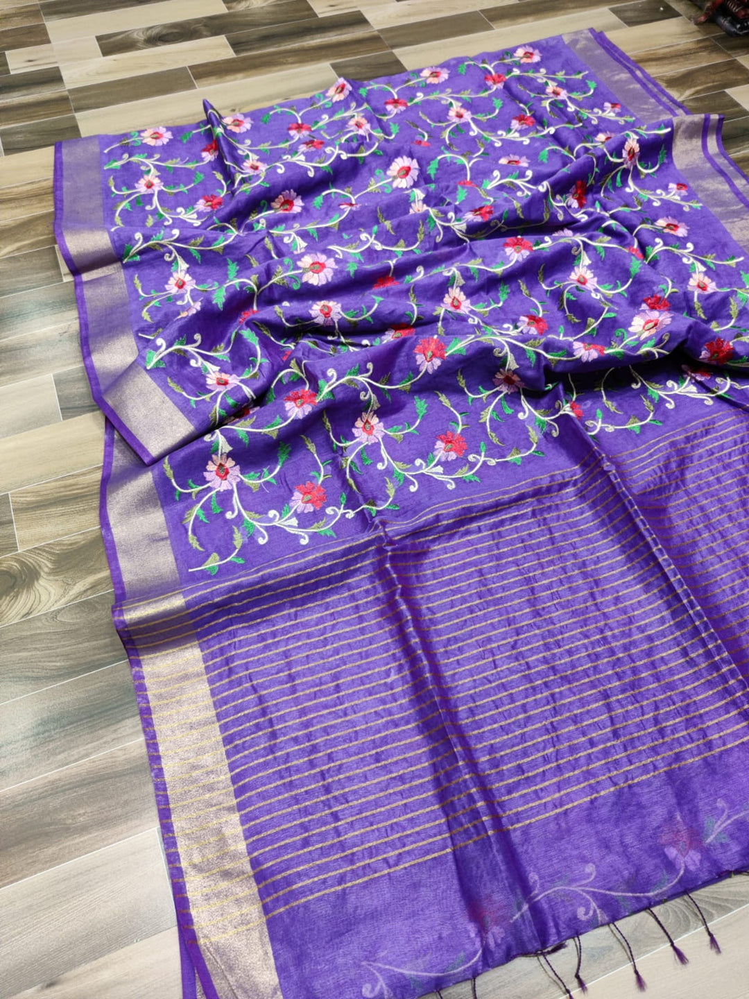 Lavish Lavender Pure Handwoven Silk Linen Saree